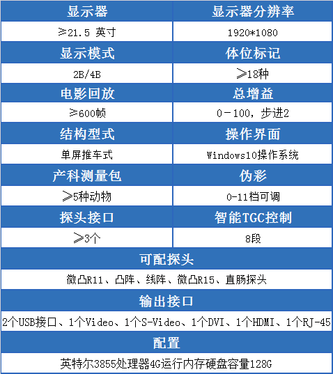 F3-VET宠物B超机的参数