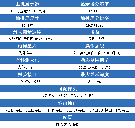 T9-VET动物心脏彩超机的参数