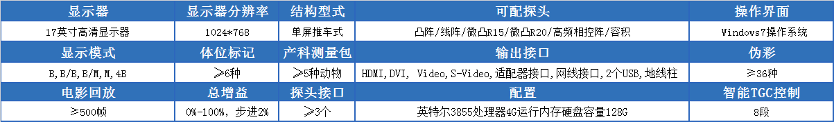 F3-VET宠物黑白B超机的参数